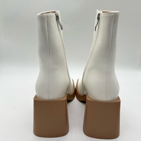 ISNOM Boots Womens 7 White Chunky Heel Platform Square Toe Boots NEW - Picture 6 of 12